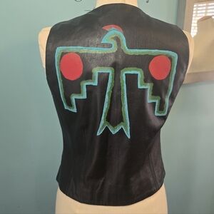 Upcycled Black Leather Biker Vest